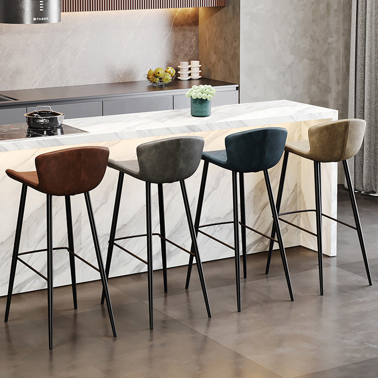 Faux Leather Armless Counter Stool Modern Style Low Back Bar Stool Clearhalo 'Bar Furniture' 'Bar Stools' 'bar_stools' 'furn' 'furn_bar_stools' 'Furniture' 'Kitchen & Dining Furniture' 7573525