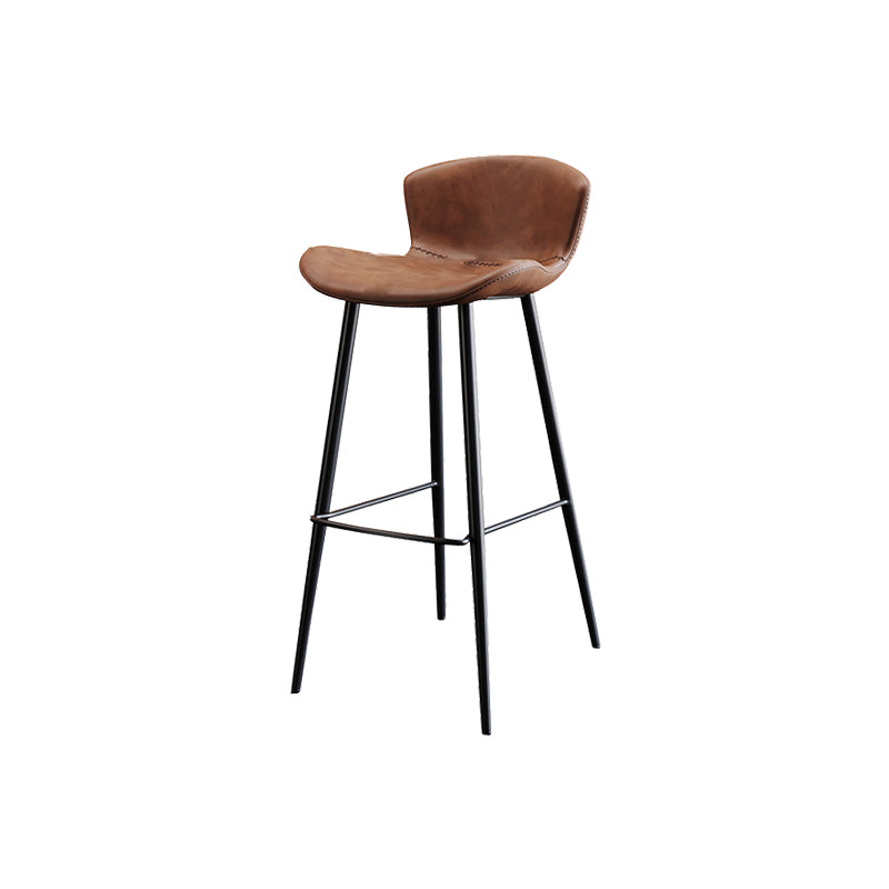 Faux Leather Armless Counter Stool Modern Style Low Back Bar Stool Brown 1 Piece Clearhalo 'Bar Furniture' 'Bar Stools' 'bar_stools' 'furn' 'furn_bar_stools' 'Furniture' 'Kitchen & Dining Furniture' 7573526