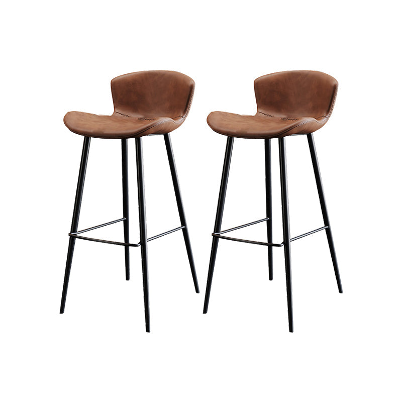 Faux Leather Armless Counter Stool Modern Style Low Back Bar Stool Brown 2 Piece Set Clearhalo 'Bar Furniture' 'Bar Stools' 'bar_stools' 'furn' 'furn_bar_stools' 'Furniture' 'Kitchen & Dining Furniture' 7573527