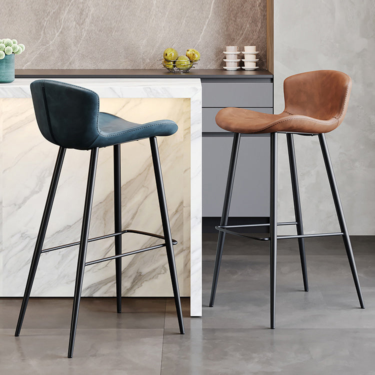 Faux Leather Armless Counter Stool Modern Style Low Back Bar Stool Clearhalo 'Bar Furniture' 'Bar Stools' 'bar_stools' 'furn' 'furn_bar_stools' 'Furniture' 'Kitchen & Dining Furniture' 7573528