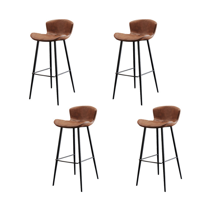 Faux Leather Armless Counter Stool Modern Style Low Back Bar Stool Brown 4 Piece Set Clearhalo 'Bar Furniture' 'Bar Stools' 'bar_stools' 'furn' 'furn_bar_stools' 'Furniture' 'Kitchen & Dining Furniture' 7573529
