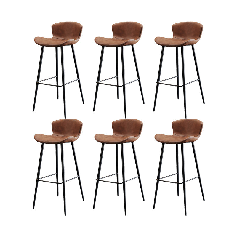Faux Leather Armless Counter Stool Modern Style Low Back Bar Stool Brown 6 Piece Set Clearhalo 'Bar Furniture' 'Bar Stools' 'bar_stools' 'furn' 'furn_bar_stools' 'Furniture' 'Kitchen & Dining Furniture' 7573531