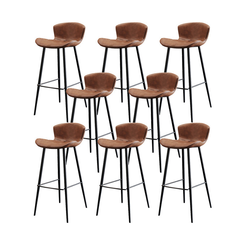 Faux Leather Armless Counter Stool Modern Style Low Back Bar Stool Brown 8 Piece Set Clearhalo 'Bar Furniture' 'Bar Stools' 'bar_stools' 'furn' 'furn_bar_stools' 'Furniture' 'Kitchen & Dining Furniture' 7573534