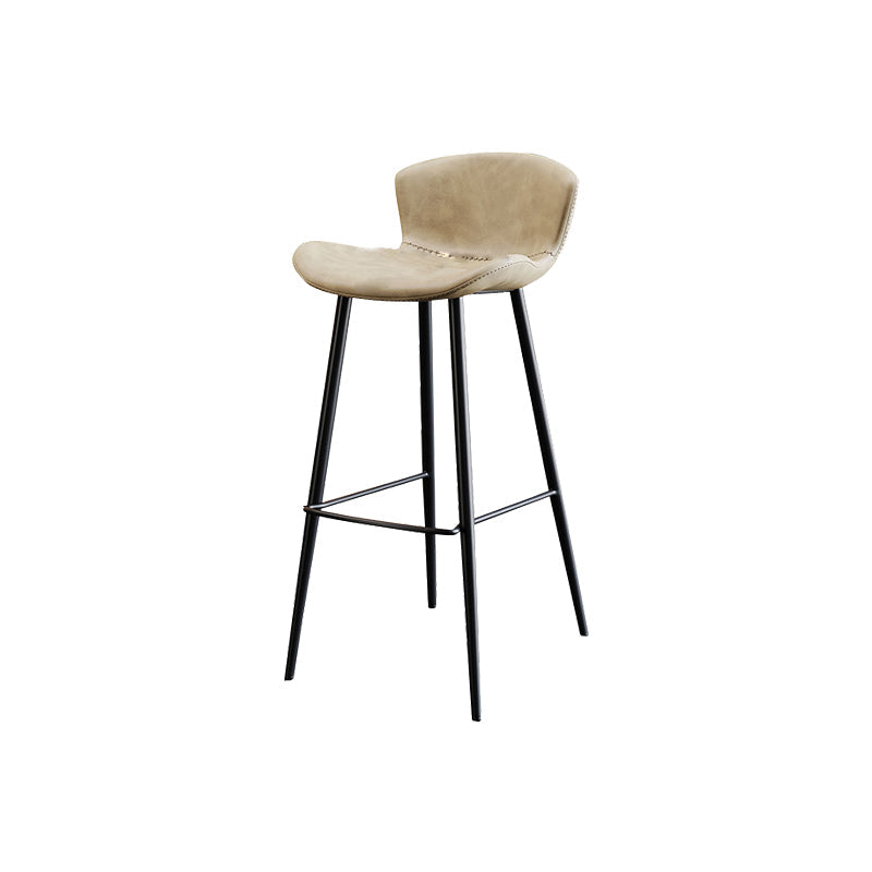 Faux Leather Armless Counter Stool Modern Style Low Back Bar Stool Beige 1 Piece Clearhalo 'Bar Furniture' 'Bar Stools' 'bar_stools' 'furn' 'furn_bar_stools' 'Furniture' 'Kitchen & Dining Furniture' 7573535