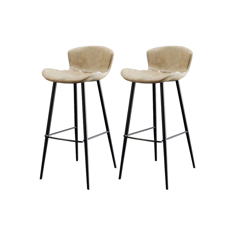 Faux Leather Armless Counter Stool Modern Style Low Back Bar Stool Beige 2 Piece Set Clearhalo 'Bar Furniture' 'Bar Stools' 'bar_stools' 'furn' 'furn_bar_stools' 'Furniture' 'Kitchen & Dining Furniture' 7573538