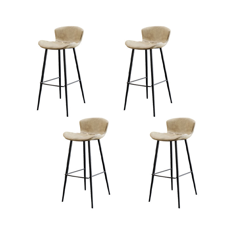 Faux Leather Armless Counter Stool Modern Style Low Back Bar Stool Beige 4 Piece Set Clearhalo 'Bar Furniture' 'Bar Stools' 'bar_stools' 'furn' 'furn_bar_stools' 'Furniture' 'Kitchen & Dining Furniture' 7573540