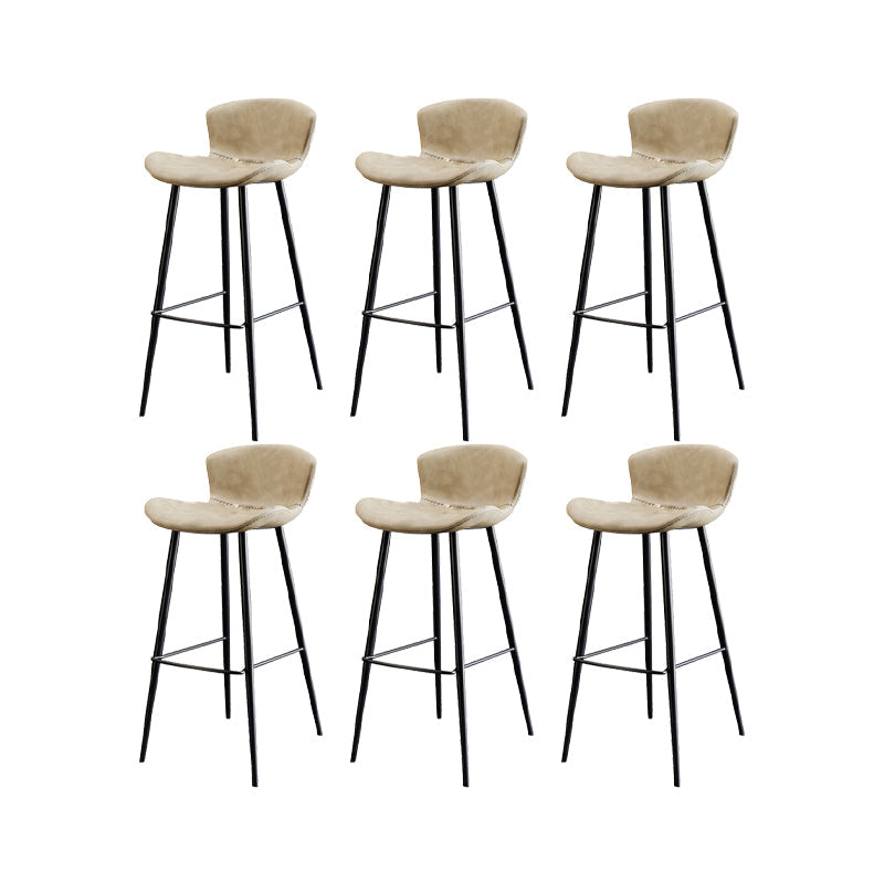 Faux Leather Armless Counter Stool Modern Style Low Back Bar Stool Beige 6 Piece Set Clearhalo 'Bar Furniture' 'Bar Stools' 'bar_stools' 'furn' 'furn_bar_stools' 'Furniture' 'Kitchen & Dining Furniture' 7573541