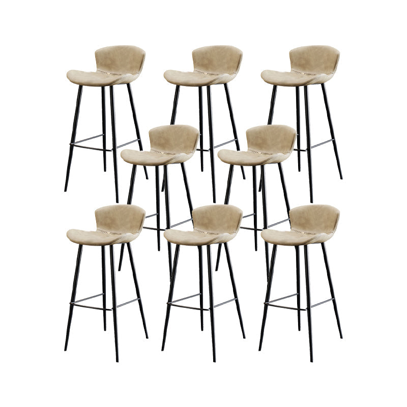 Faux Leather Armless Counter Stool Modern Style Low Back Bar Stool Beige 8 Piece Set Clearhalo 'Bar Furniture' 'Bar Stools' 'bar_stools' 'furn' 'furn_bar_stools' 'Furniture' 'Kitchen & Dining Furniture' 7573543