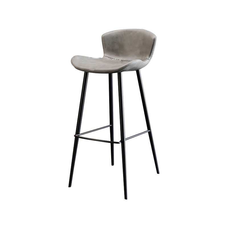 Faux Leather Armless Counter Stool Modern Style Low Back Bar Stool Light Gray 1 Piece Clearhalo 'Bar Furniture' 'Bar Stools' 'bar_stools' 'furn' 'furn_bar_stools' 'Furniture' 'Kitchen & Dining Furniture' 7573545