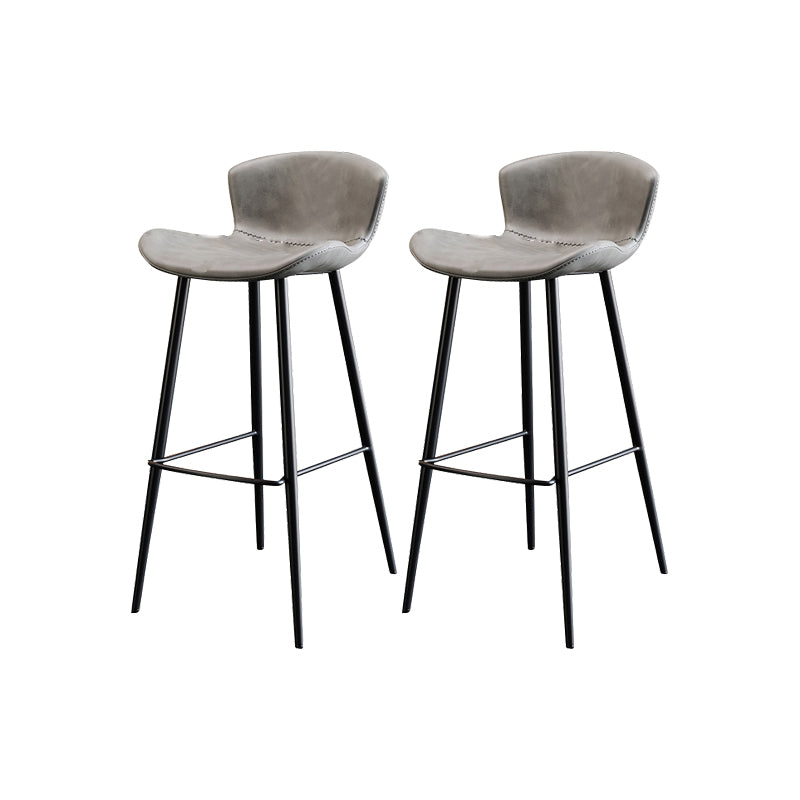 Faux Leather Armless Counter Stool Modern Style Low Back Bar Stool Light Gray 2 Piece Set Clearhalo 'Bar Furniture' 'Bar Stools' 'bar_stools' 'furn' 'furn_bar_stools' 'Furniture' 'Kitchen & Dining Furniture' 7573546