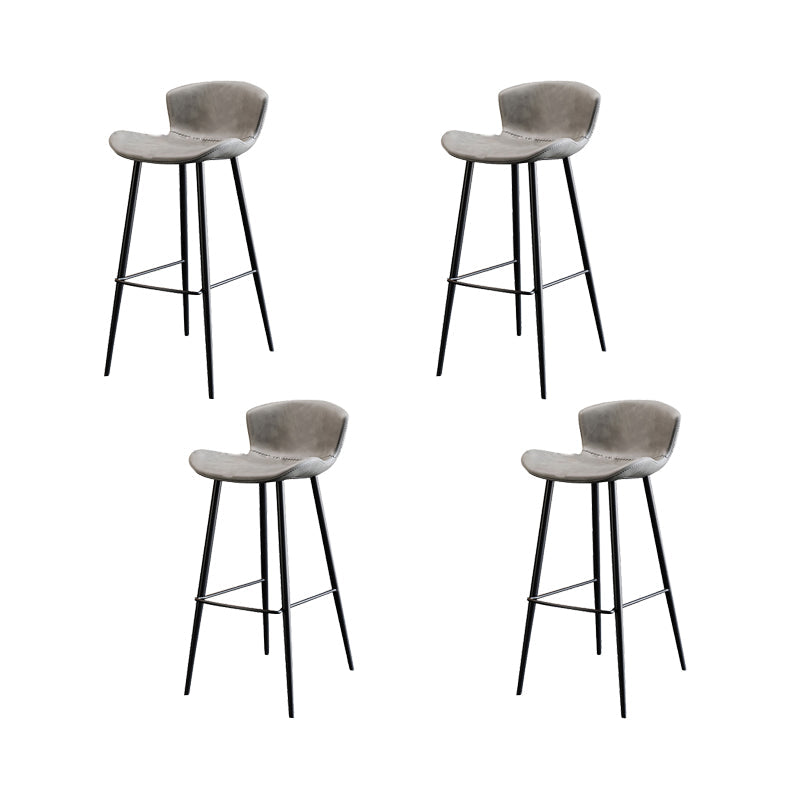 Faux Leather Armless Counter Stool Modern Style Low Back Bar Stool Light Gray 4 Piece Set Clearhalo 'Bar Furniture' 'Bar Stools' 'bar_stools' 'furn' 'furn_bar_stools' 'Furniture' 'Kitchen & Dining Furniture' 7573547