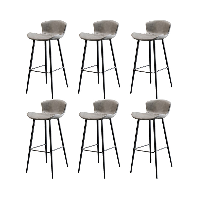 Faux Leather Armless Counter Stool Modern Style Low Back Bar Stool Light Gray 6 Piece Set Clearhalo 'Bar Furniture' 'Bar Stools' 'bar_stools' 'furn' 'furn_bar_stools' 'Furniture' 'Kitchen & Dining Furniture' 7573548