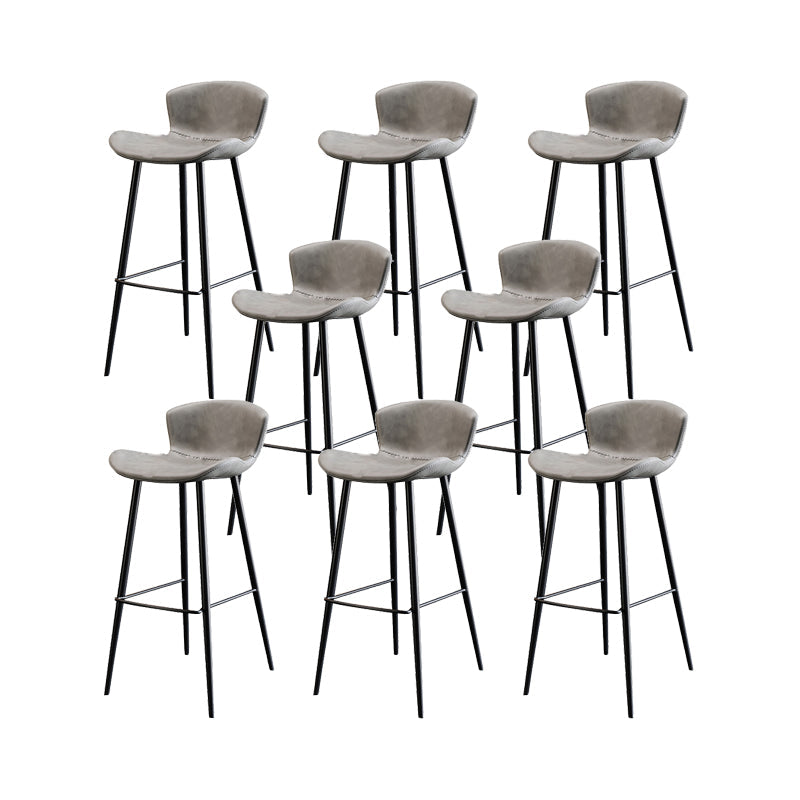 Faux Leather Armless Counter Stool Modern Style Low Back Bar Stool Light Gray 8 Piece Set Clearhalo 'Bar Furniture' 'Bar Stools' 'bar_stools' 'furn' 'furn_bar_stools' 'Furniture' 'Kitchen & Dining Furniture' 7573549