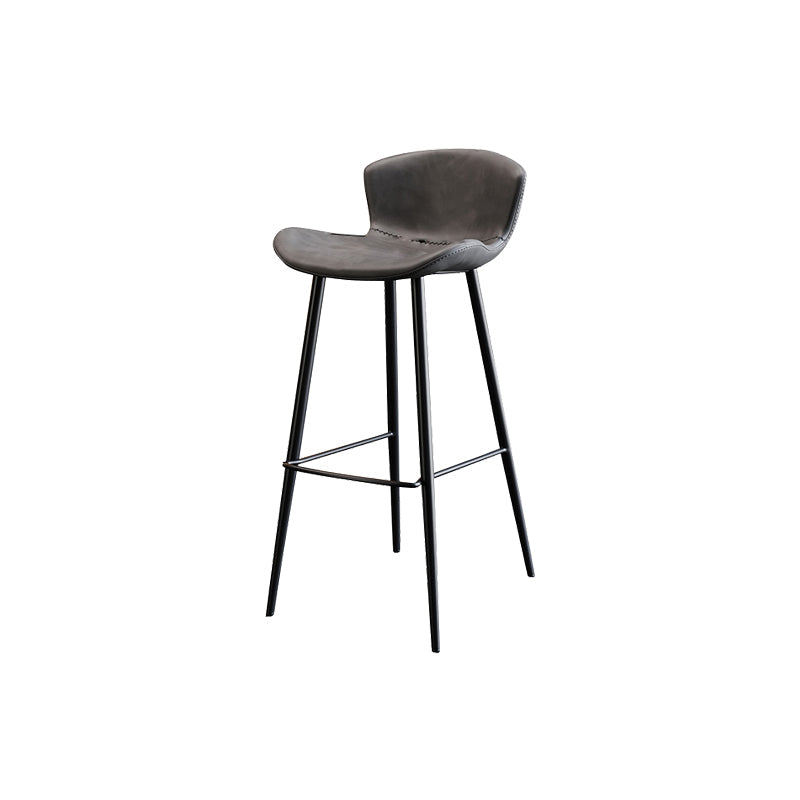 Faux Leather Armless Counter Stool Modern Style Low Back Bar Stool Grey 1 Piece Clearhalo 'Bar Furniture' 'Bar Stools' 'bar_stools' 'furn' 'furn_bar_stools' 'Furniture' 'Kitchen & Dining Furniture' 7573550