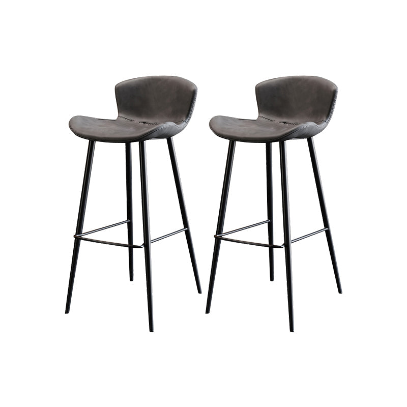 Faux Leather Armless Counter Stool Modern Style Low Back Bar Stool Grey 2 Piece Set Clearhalo 'Bar Furniture' 'Bar Stools' 'bar_stools' 'furn' 'furn_bar_stools' 'Furniture' 'Kitchen & Dining Furniture' 7573551