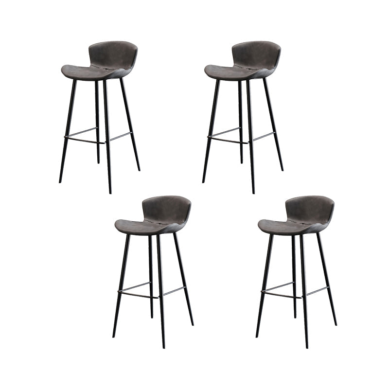Faux Leather Armless Counter Stool Modern Style Low Back Bar Stool Grey 4 Piece Set Clearhalo 'Bar Furniture' 'Bar Stools' 'bar_stools' 'furn' 'furn_bar_stools' 'Furniture' 'Kitchen & Dining Furniture' 7573552
