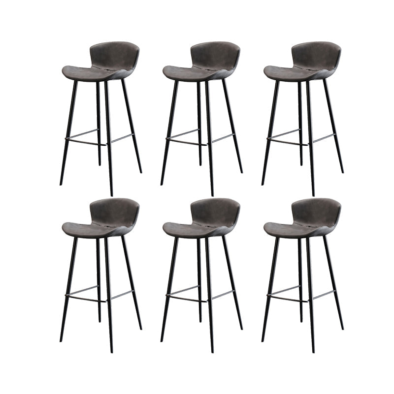 Faux Leather Armless Counter Stool Modern Style Low Back Bar Stool Grey 6 Piece Set Clearhalo 'Bar Furniture' 'Bar Stools' 'bar_stools' 'furn' 'furn_bar_stools' 'Furniture' 'Kitchen & Dining Furniture' 7573553