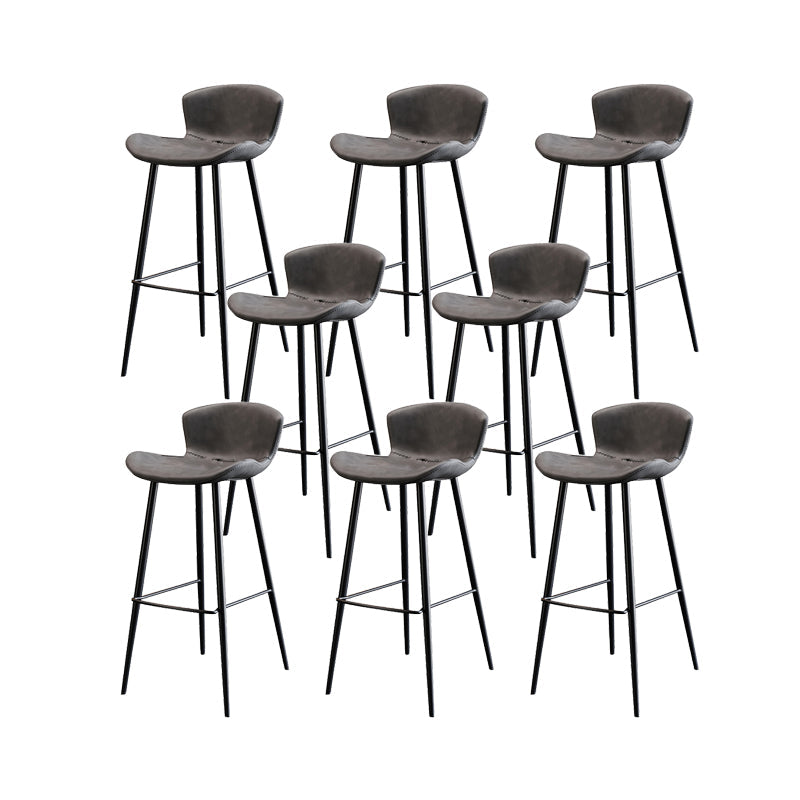 Faux Leather Armless Counter Stool Modern Style Low Back Bar Stool Grey 8 Piece Set Clearhalo 'Bar Furniture' 'Bar Stools' 'bar_stools' 'furn' 'furn_bar_stools' 'Furniture' 'Kitchen & Dining Furniture' 7573554