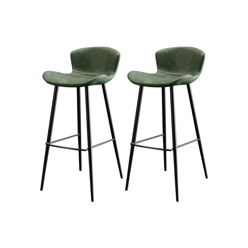 Faux Leather Armless Counter Stool Modern Style Low Back Bar Stool Green 2 Piece Set Clearhalo 'Bar Furniture' 'Bar Stools' 'bar_stools' 'furn' 'furn_bar_stools' 'Furniture' 'Kitchen & Dining Furniture' 7573556