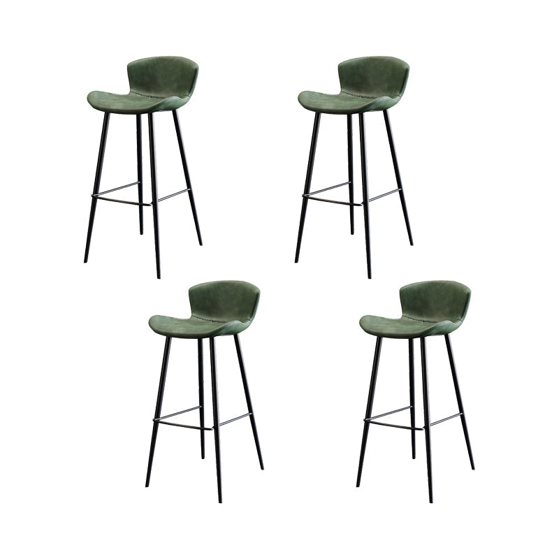 Faux Leather Armless Counter Stool Modern Style Low Back Bar Stool Green 4 Piece Set Clearhalo 'Bar Furniture' 'Bar Stools' 'bar_stools' 'furn' 'furn_bar_stools' 'Furniture' 'Kitchen & Dining Furniture' 7573557