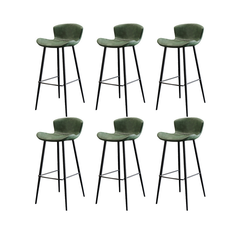Faux Leather Armless Counter Stool Modern Style Low Back Bar Stool Green 6 Piece Set Clearhalo 'Bar Furniture' 'Bar Stools' 'bar_stools' 'furn' 'furn_bar_stools' 'Furniture' 'Kitchen & Dining Furniture' 7573558