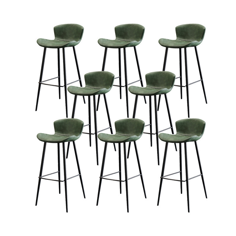 Faux Leather Armless Counter Stool Modern Style Low Back Bar Stool Green 8 Piece Set Clearhalo 'Bar Furniture' 'Bar Stools' 'bar_stools' 'furn' 'furn_bar_stools' 'Furniture' 'Kitchen & Dining Furniture' 7573559
