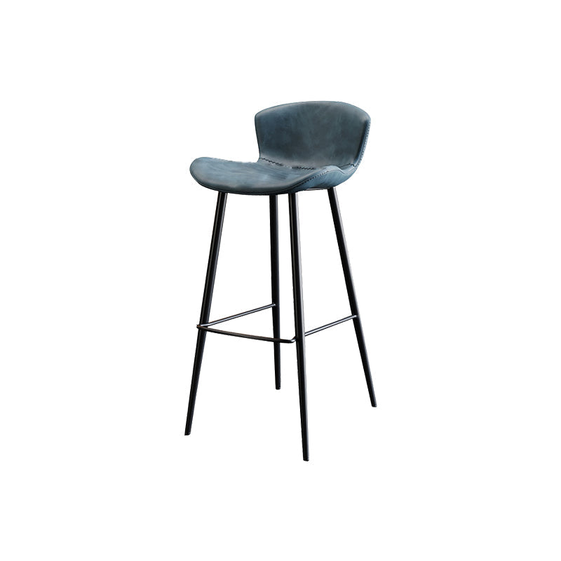 Faux Leather Armless Counter Stool Modern Style Low Back Bar Stool Blue 1 Piece Clearhalo 'Bar Furniture' 'Bar Stools' 'bar_stools' 'furn' 'furn_bar_stools' 'Furniture' 'Kitchen & Dining Furniture' 7573560