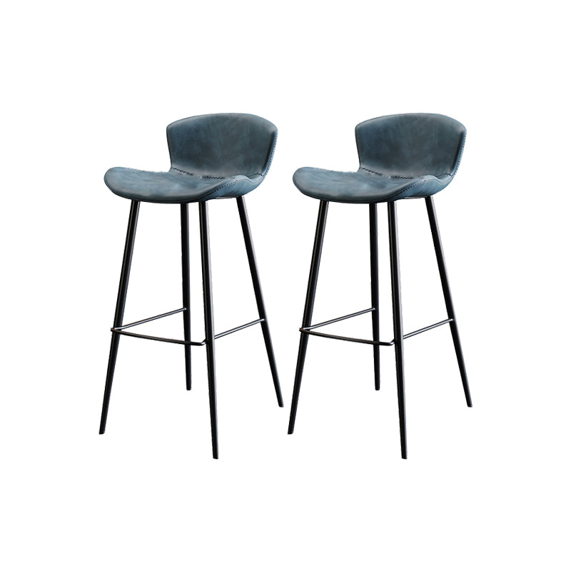 Faux Leather Armless Counter Stool Modern Style Low Back Bar Stool Blue 2 Piece Set Clearhalo 'Bar Furniture' 'Bar Stools' 'bar_stools' 'furn' 'furn_bar_stools' 'Furniture' 'Kitchen & Dining Furniture' 7573561