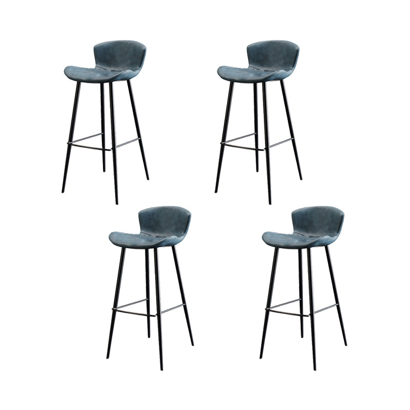 Faux Leather Armless Counter Stool Modern Style Low Back Bar Stool Blue 4 Piece Set Clearhalo 'Bar Furniture' 'Bar Stools' 'bar_stools' 'furn' 'furn_bar_stools' 'Furniture' 'Kitchen & Dining Furniture' 7573562