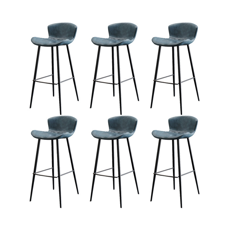 Faux Leather Armless Counter Stool Modern Style Low Back Bar Stool Blue 6 Piece Set Clearhalo 'Bar Furniture' 'Bar Stools' 'bar_stools' 'furn' 'furn_bar_stools' 'Furniture' 'Kitchen & Dining Furniture' 7573563