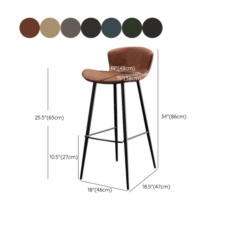 Faux Leather Armless Counter Stool Modern Style Low Back Bar Stool Clearhalo 'Bar Furniture' 'Bar Stools' 'bar_stools' 'furn' 'furn_bar_stools' 'Furniture' 'Kitchen & Dining Furniture' 7573565