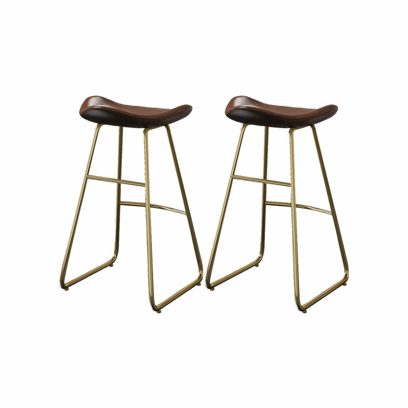 Contoured Seat Bar Stools Metal Dining Stools with Metal Base