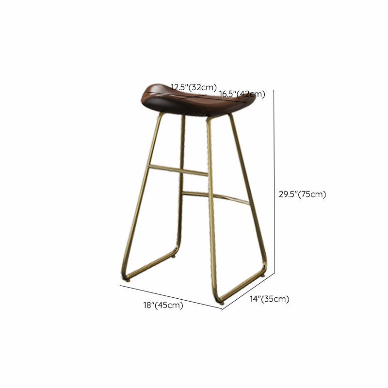 Contoured Seat Bar Stools Metal Dining Stools with Metal Base