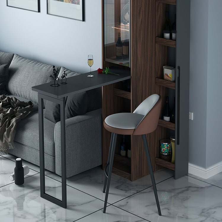 Black Manufactured Wood Bar Table with Glass Storage Modern Pub Table for Dining Room Clearhalo 'Bar Furniture' 'Bar Tables' 'bar_tables' 'furn' 'furn_bar_tables' 'Furniture' 'Kitchen & Dining Furniture' 7573657