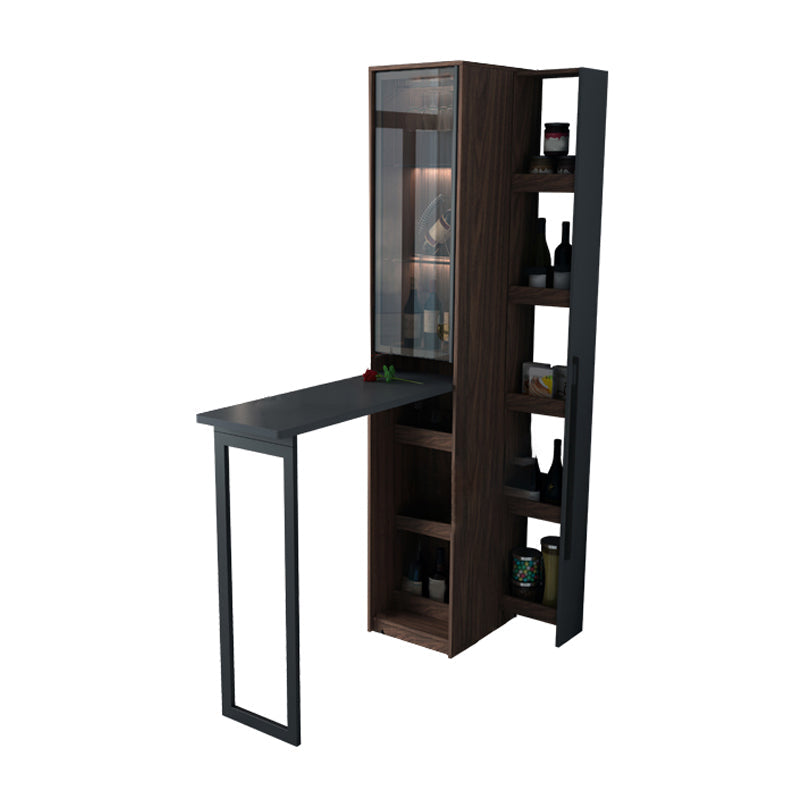 Black Manufactured Wood Bar Table with Glass Storage Modern Pub Table for Dining Room Without Chairs Clearhalo 'Bar Furniture' 'Bar Tables' 'bar_tables' 'furn' 'furn_bar_tables' 'Furniture' 'Kitchen & Dining Furniture' 7573661