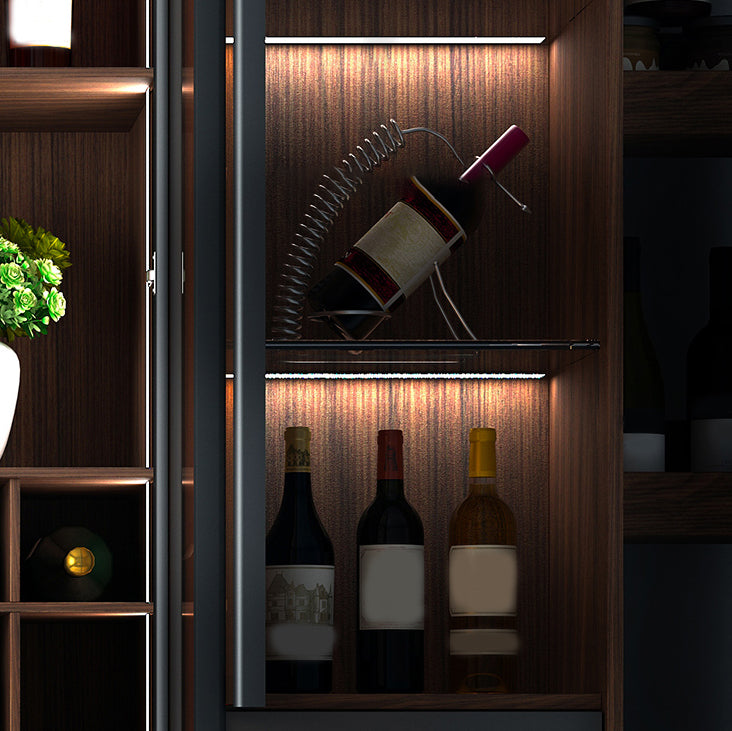 Black Manufactured Wood Bar Table with Glass Storage Modern Pub Table for Dining Room Clearhalo 'Bar Furniture' 'Bar Tables' 'bar_tables' 'furn' 'furn_bar_tables' 'Furniture' 'Kitchen & Dining Furniture' 7573663