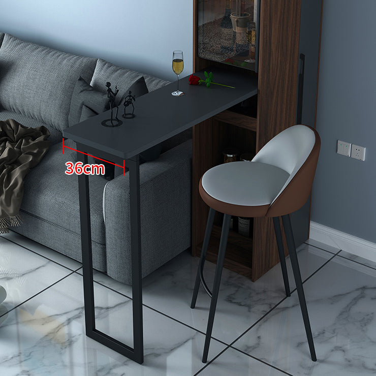 Black Manufactured Wood Bar Table with Glass Storage Modern Pub Table for Dining Room Clearhalo 'Bar Furniture' 'Bar Tables' 'bar_tables' 'furn' 'furn_bar_tables' 'Furniture' 'Kitchen & Dining Furniture' 7573664