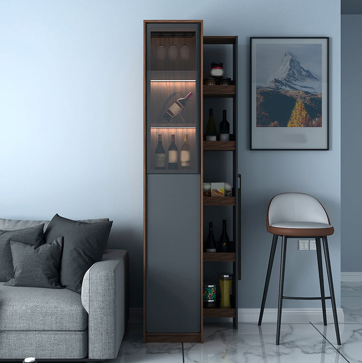 Black Manufactured Wood Bar Table with Glass Storage Modern Pub Table for Dining Room Clearhalo 'Bar Furniture' 'Bar Tables' 'bar_tables' 'furn' 'furn_bar_tables' 'Furniture' 'Kitchen & Dining Furniture' 7573666