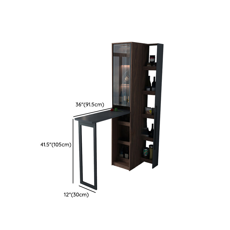 Black Manufactured Wood Bar Table with Glass Storage Modern Pub Table for Dining Room Clearhalo 'Bar Furniture' 'Bar Tables' 'bar_tables' 'furn' 'furn_bar_tables' 'Furniture' 'Kitchen & Dining Furniture' 7573667