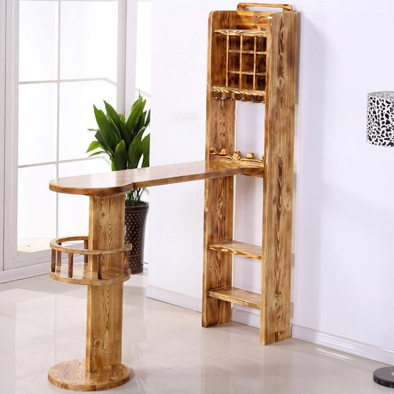 Antique Brown Pine Wood Bar Table Contemporary Pub Table with Wine Storage Without Chairs Clearhalo 'Bar Furniture' 'Bar Tables' 'bar_tables' 'furn' 'furn_bar_tables' 'Furniture' 'Kitchen & Dining Furniture' 7573684