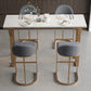 Rectangle White Bistro Table Modern Pub Table with Gold Metal Base