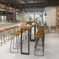 Light Brown Solid Wood Top Bar Table Industrial Metal Base Bistro Table Clearhalo 'Bar Furniture' 'Bar Tables' 'bar_tables' 'furn' 'furn_bar_tables' 'Furniture' 'Kitchen & Dining Furniture' 7573744
