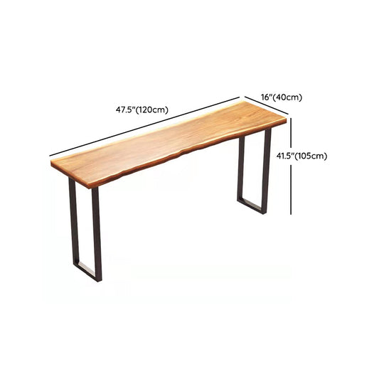 Light Brown Solid Wood Top Bar Table Industrial Metal Base Bistro Table Clearhalo 'Bar Furniture' 'Bar Tables' 'bar_tables' 'furn' 'furn_bar_tables' 'Furniture' 'Kitchen & Dining Furniture' 7573751