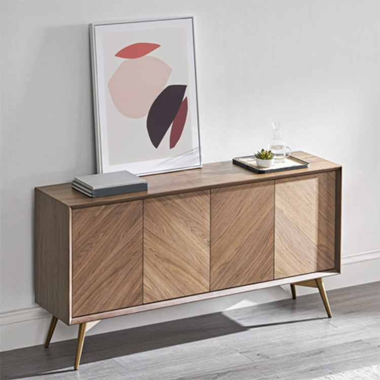 Glam Eiche Dining Buffet Braunes Buffet Tisch mit Türen zum Esszimmer