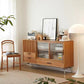 Contemporary Glass Doors Display Stand Pine Storage Cabinet for Dining Room Clearhalo 'Display & China Cabinets' 'display_china_cabinets' 'furn' 'furn_display_china_cabinets' 'Furniture' 'Kitchen & Dining Furniture' 7573942