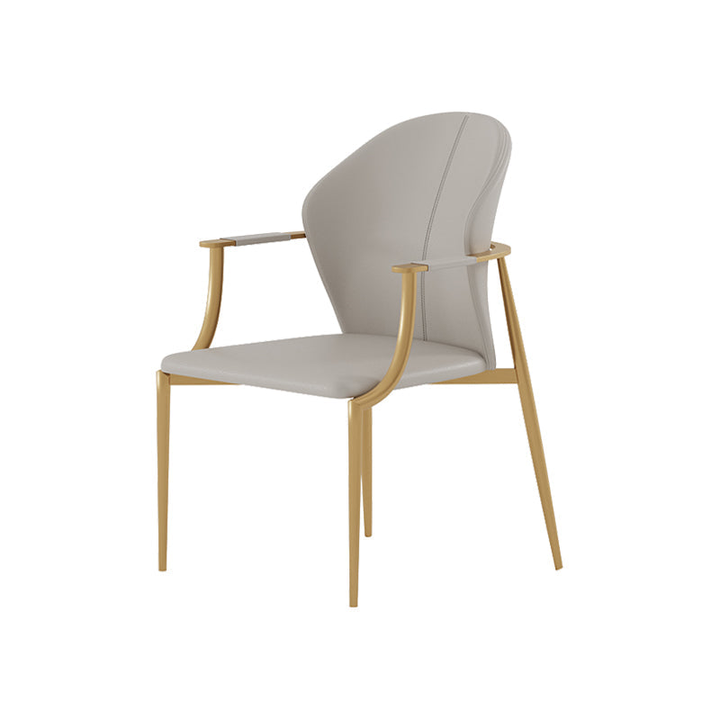Stainless Steel Frame Dining Arm Chair Leather Upholstered Arm Chair