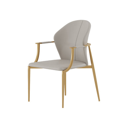 Stainless Steel Frame Dining Arm Chair Leather Upholstered Arm Chair