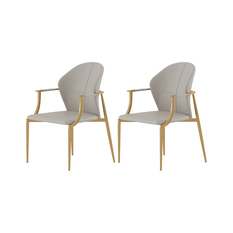 Stainless Steel Frame Dining Arm Chair Leather Upholstered Arm Chair