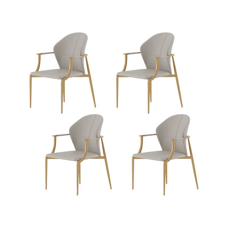 Stainless Steel Frame Dining Arm Chair Leather Upholstered Arm Chair