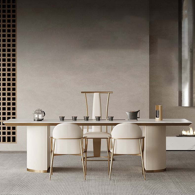 Stainless Steel Frame Dining Arm Chair Leather Upholstered Arm Chair